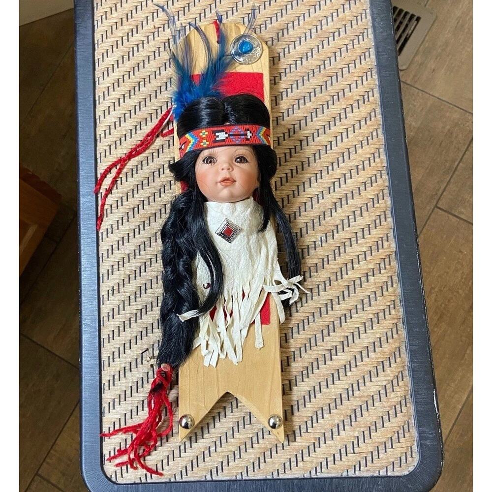 Indian Princess Porcelain Doll Head Signed Plaque